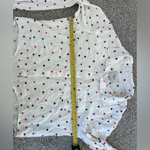 Women’s Rails Val Crush Button Down Front Tie Hearts Rayon Collared Shirt $158 M - Picture 8 of 11